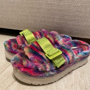 New Ugg Fluffita Pixelate Slide Multicolor Size 8 1128211 WHT